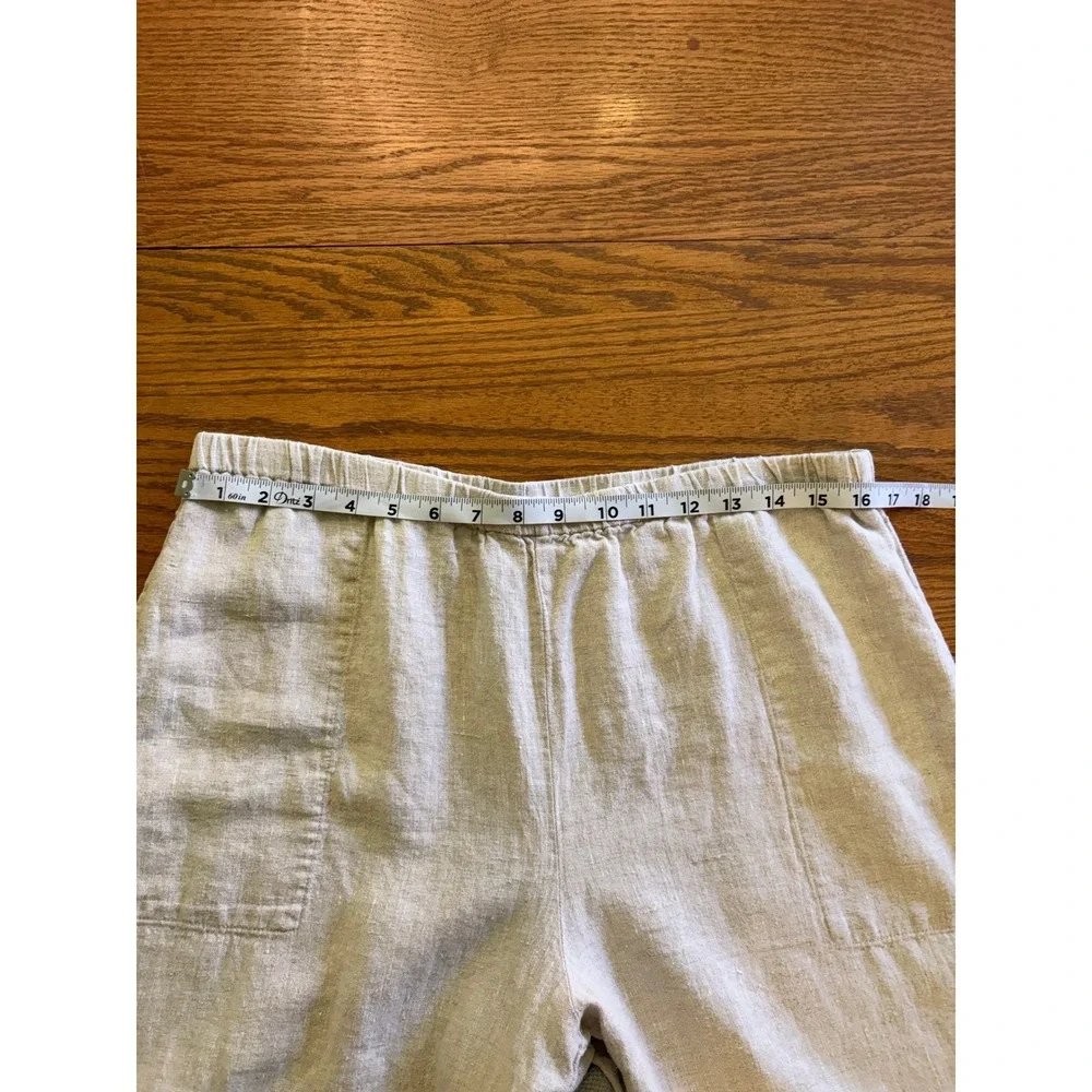 Chicos Design Womens 100% Linen Cropped Pants‎ Beige Coastal Resort Size 3 XL